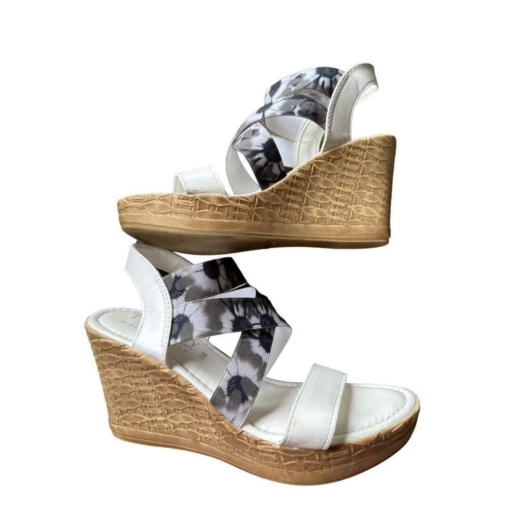 Tuscany Italian Floral Wedge Sandals Womens 6 Cottagecore Bloomcore Summer Party - Picture 6 of 9
